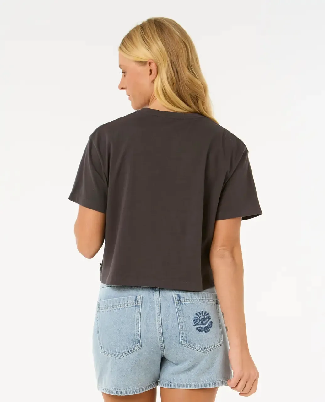 La Paloma Crop T-Shirt in Washed Black