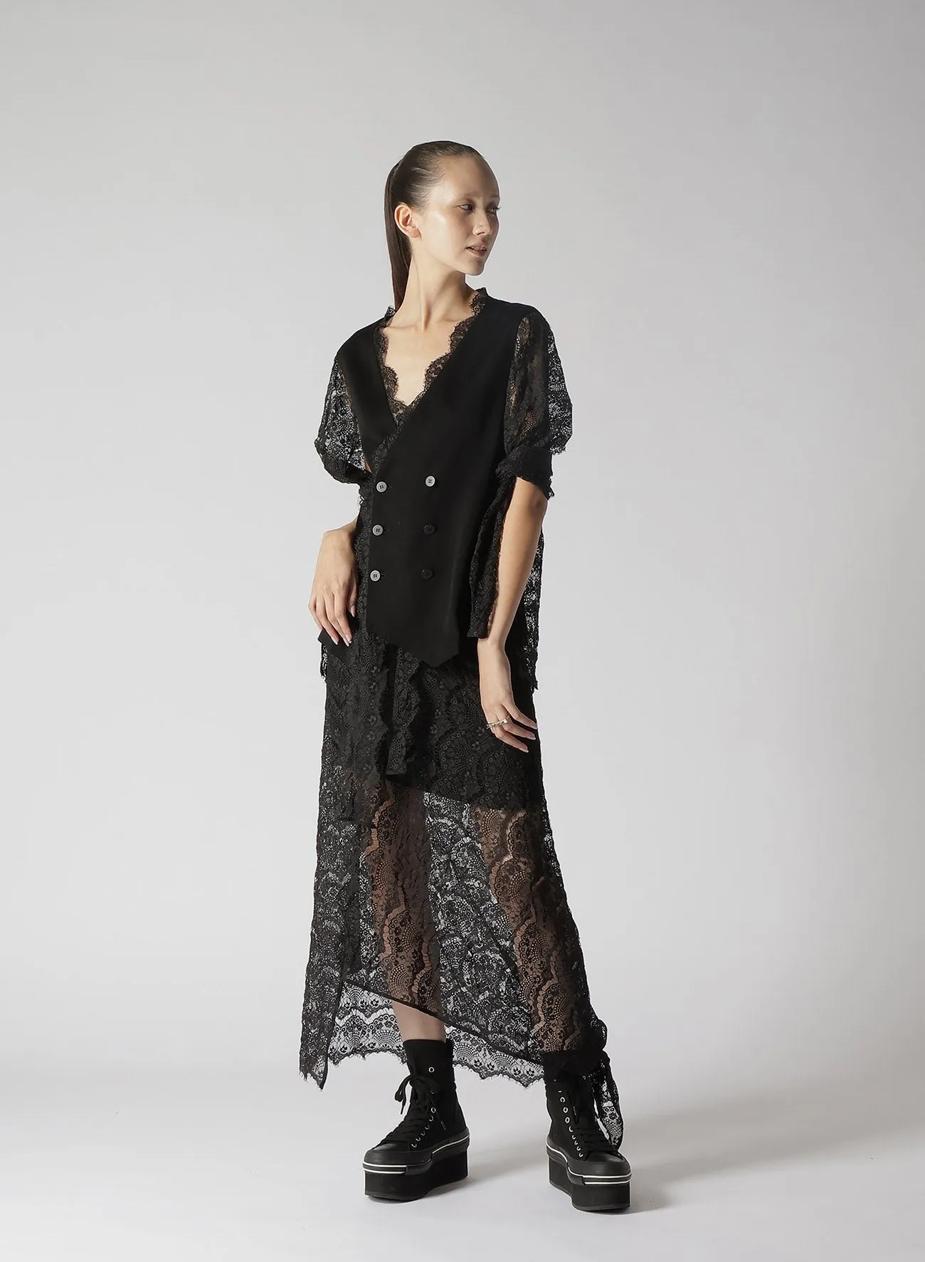 LAWN   SATIN SCALLOP DOUBLE VEST