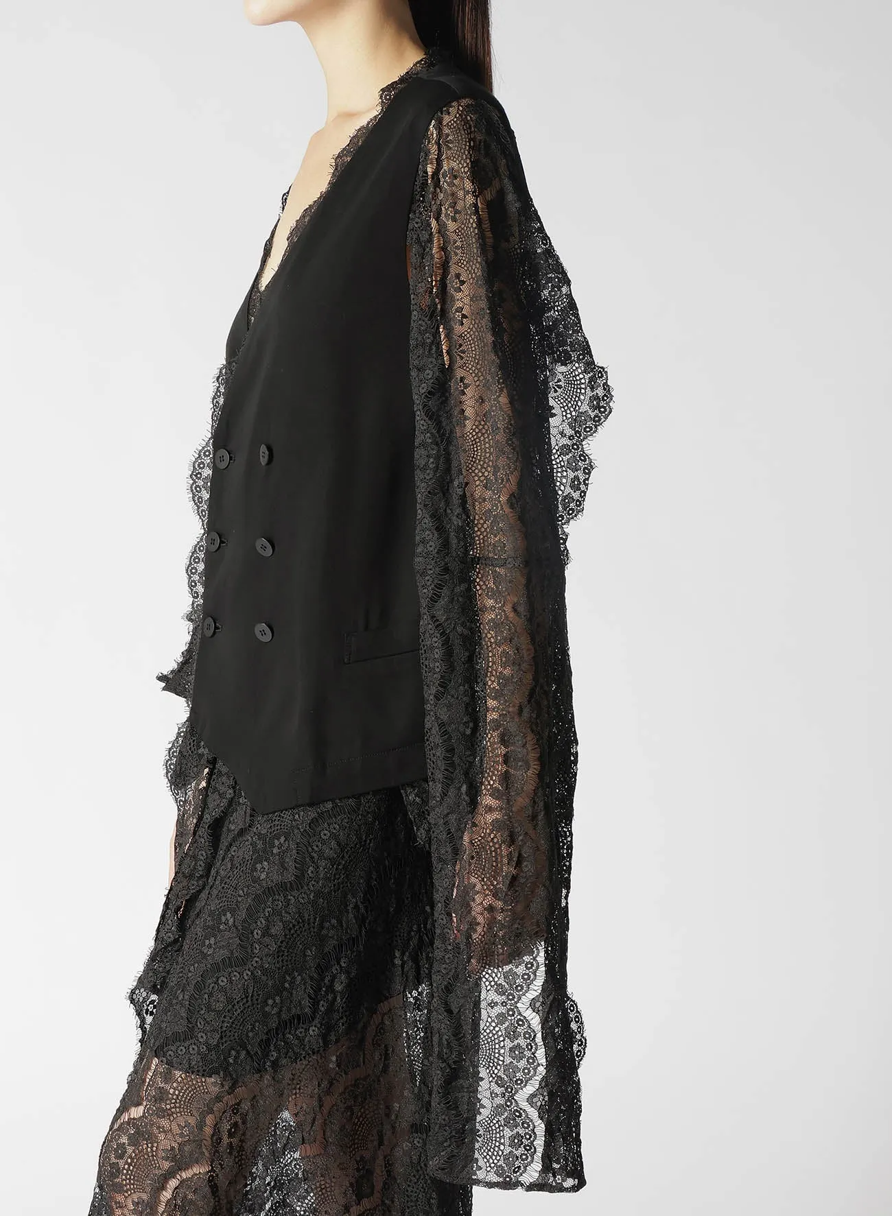 LAWN   SATIN SCALLOP DOUBLE VEST