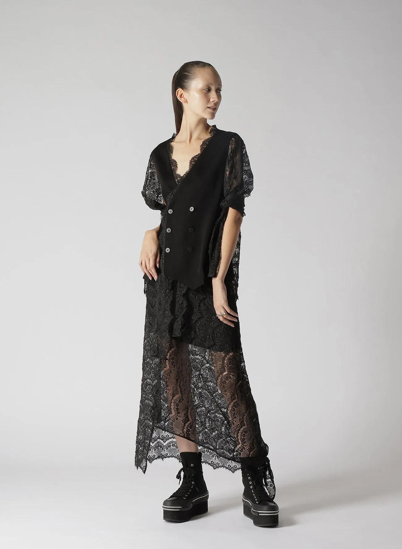 LAWN   SATIN SCALLOP SKIRT