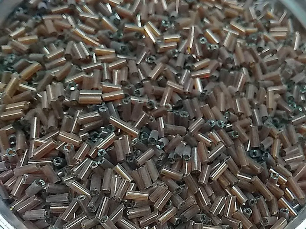 Light Brown Transparent Pipe / Bugle Glass Seed Beads (Wholesale)