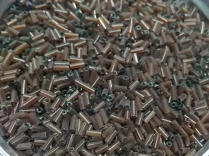Light Brown Transparent Pipe / Bugle Glass Seed Beads (Wholesale)