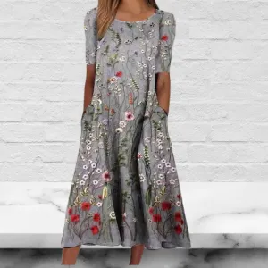Light Gray Floral Printed Casual Dress