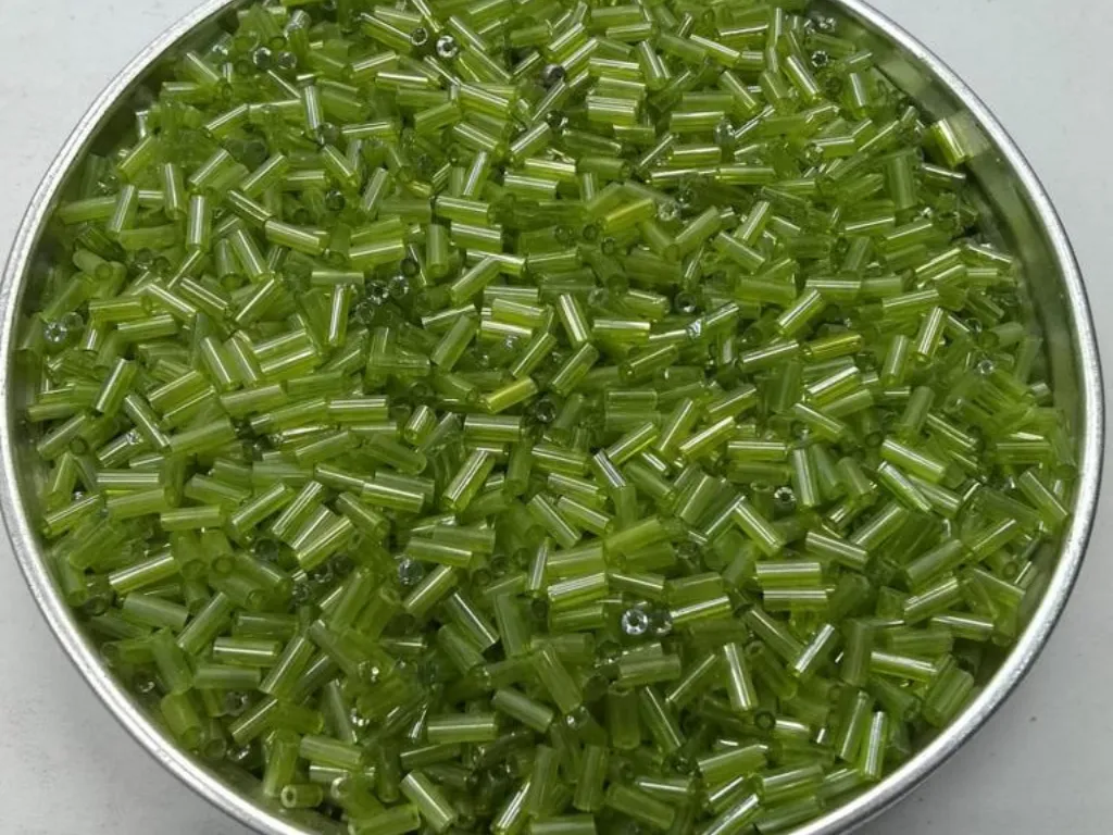 Light Green Transparent Pipe Glass Seed Beads- 4.5 mm