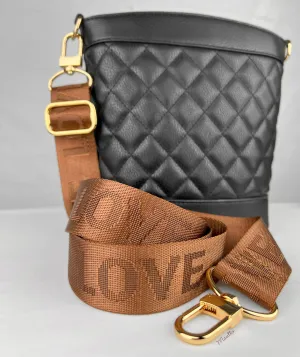 LOVE Letters Purse Strap - Bronze Tan Colorway - Soft & Thick Nylon Guitar Style Bag Strap - Adjustable Shoulder to Crossbody Length