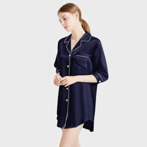 Luxury Women's Silk Sleep Shirt 100% Mulberry Silk Nightgown
