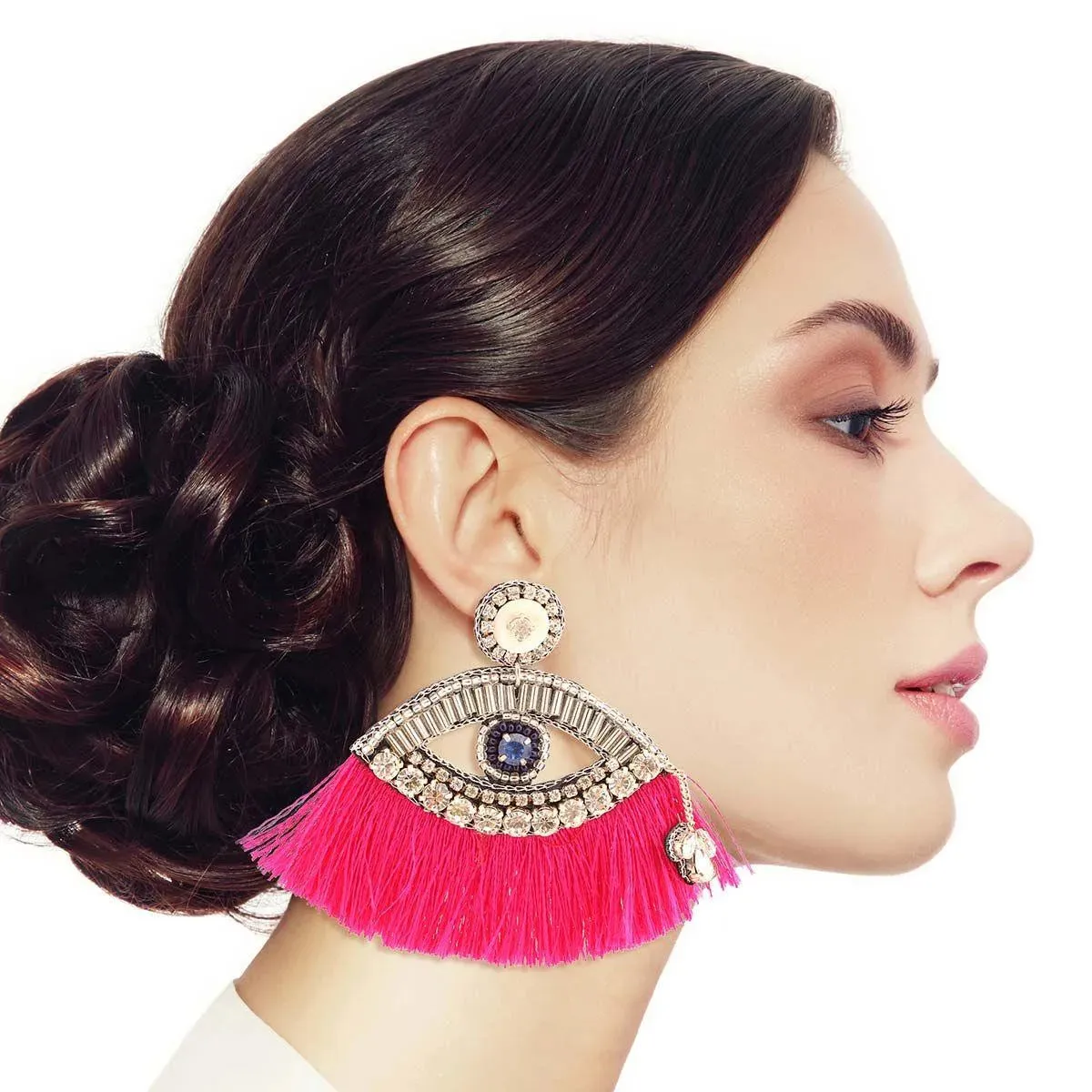 Make a Statement: Fuchsia Evil Eye Drop Earrings You Can't Miss