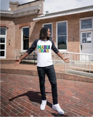 Men white baseball t-shirt trimmed in black