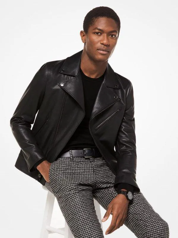 Men's Black Grained Leather Jacket