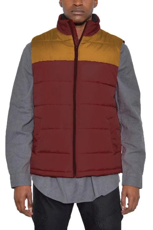 Mens Sleeveless Padded Winter Two Tone Vests