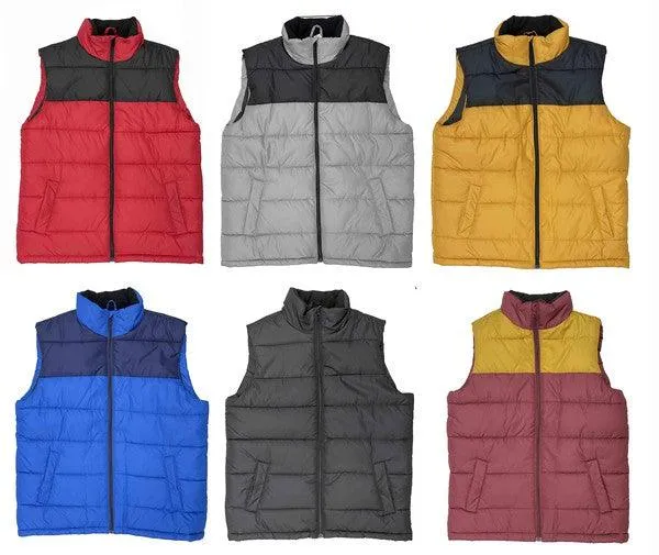 Mens Sleeveless Padded Winter Two Tone Vests