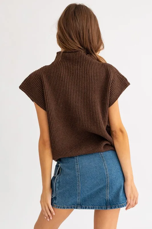 Miya Turtle Neck Power Shoulder Sweater Vest