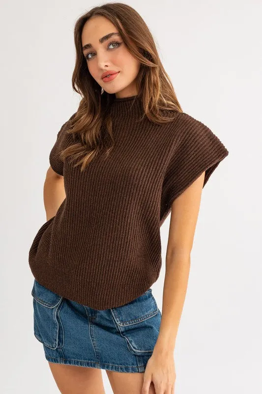 Miya Turtle Neck Power Shoulder Sweater Vest