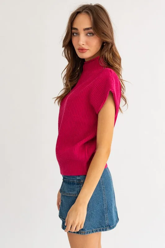 Miya Turtle Neck Power Shoulder Sweater Vest