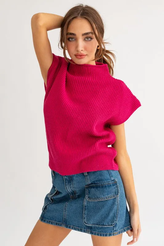 Miya Turtle Neck Power Shoulder Sweater Vest