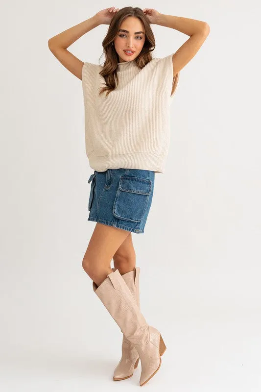 Miya Turtle Neck Power Shoulder Sweater Vest