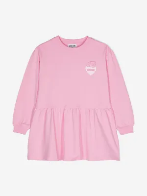 Moschino Girls Teddy Bear Logo Sweater Dress in Pink
