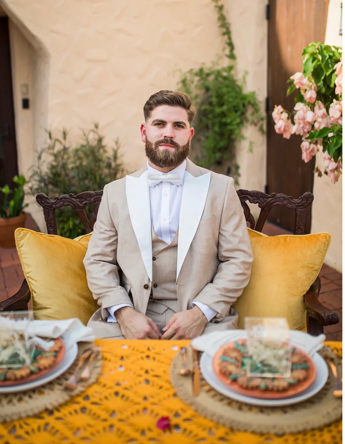 Off White (bone white) Peak Lapels