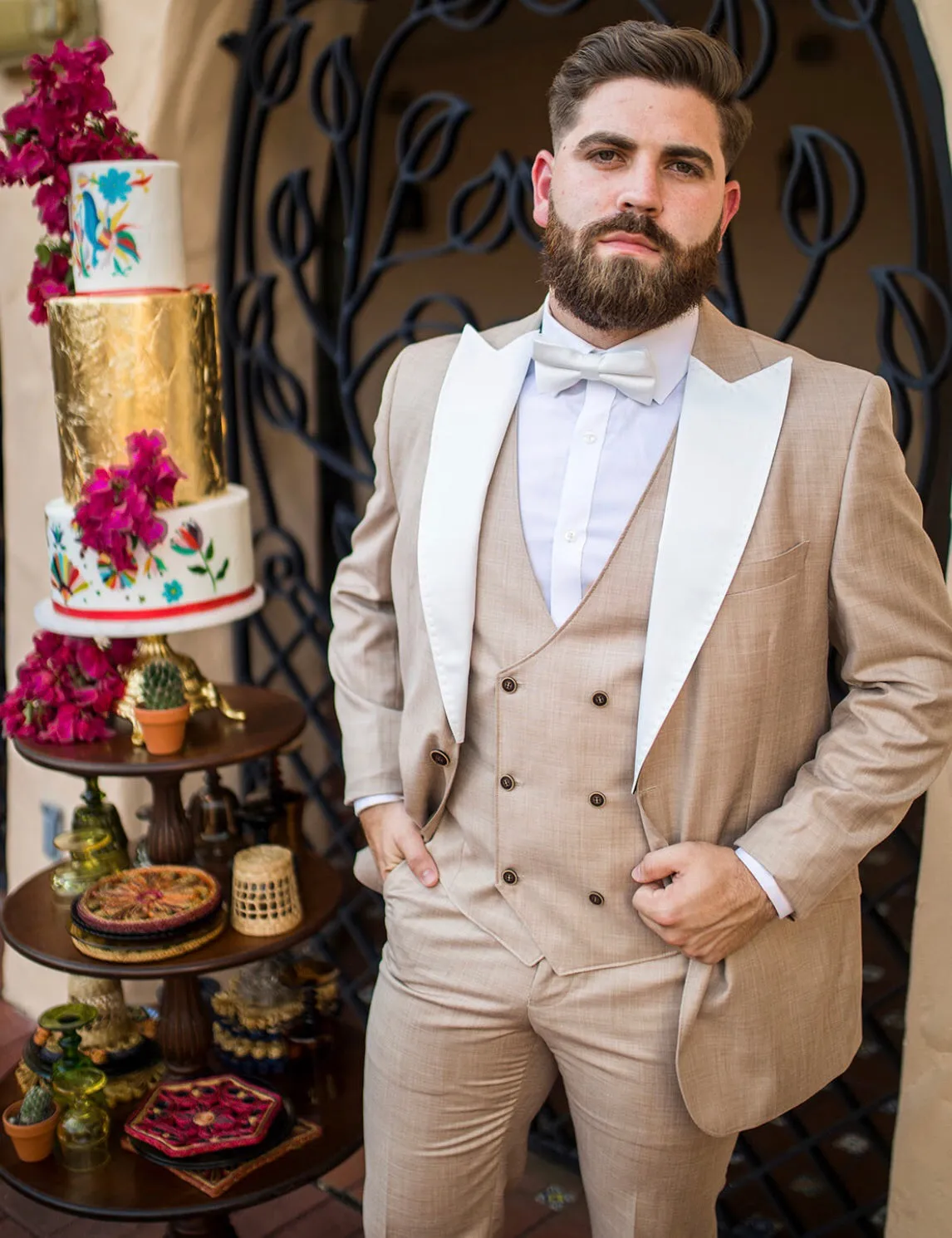 Off White (bone white) Peak Lapels