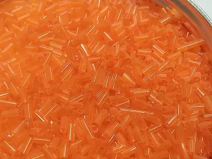 Orange Transparent Pipe / Bugle Glass Seed Beads (Wholesale)