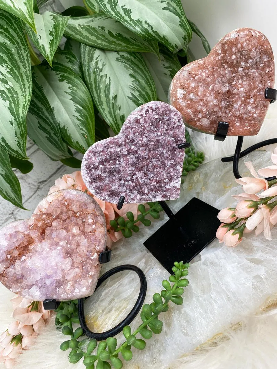 Pink Hue Amethyst Hearts