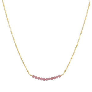 Pink Sapphire Bead Bar Necklace