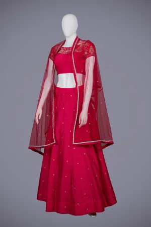 Pink Silk Lehenga Choli with Gota Pati Work
