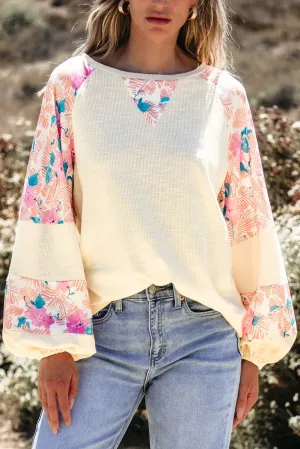 Printed Balloon Sleeve Blouse