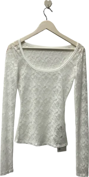Prod White Lace Long Sleeve Top UK M