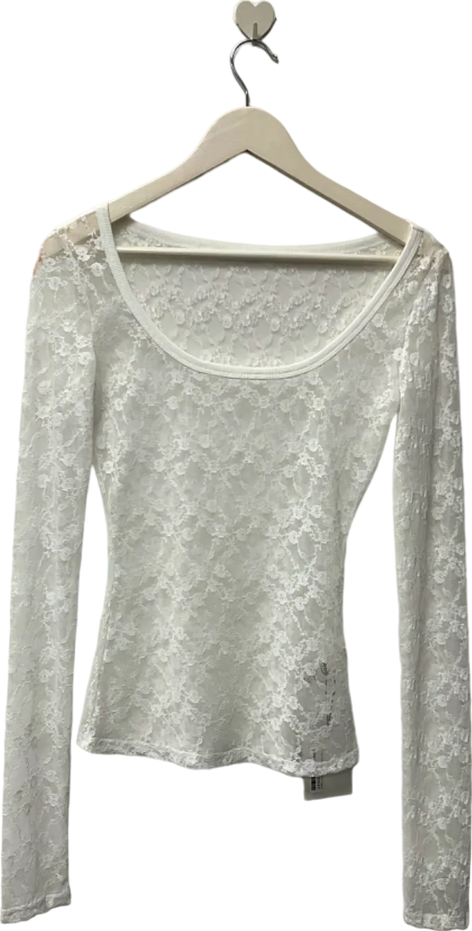 Prod White Lace Long Sleeve Top UK M