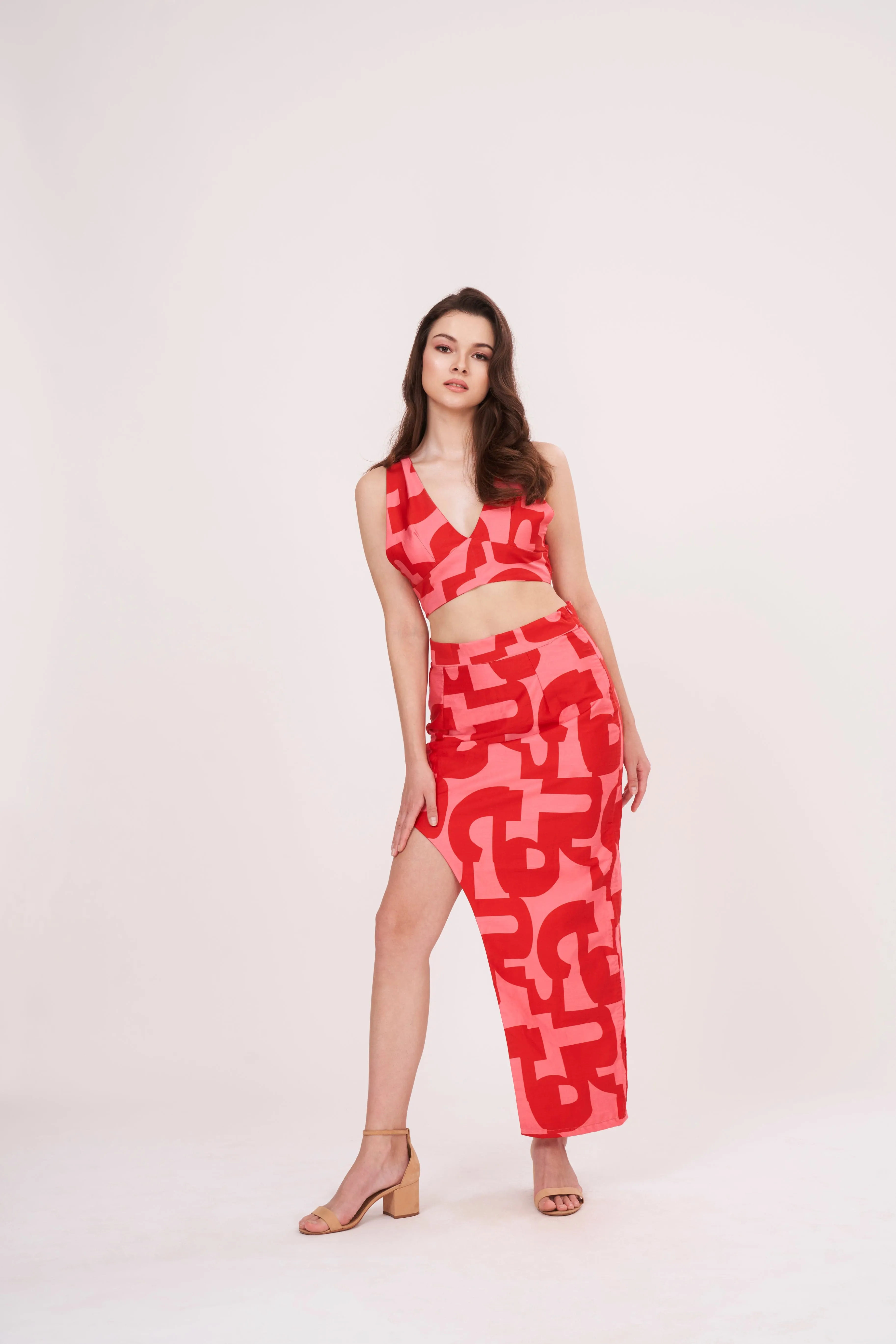 Ravishing Red Printed Long Skirt