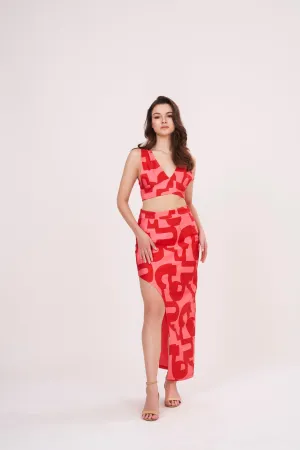 Ravishing Red Printed Long Skirt
