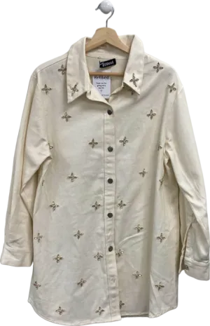 Rdalamal Cream Embroidered Shirt Large