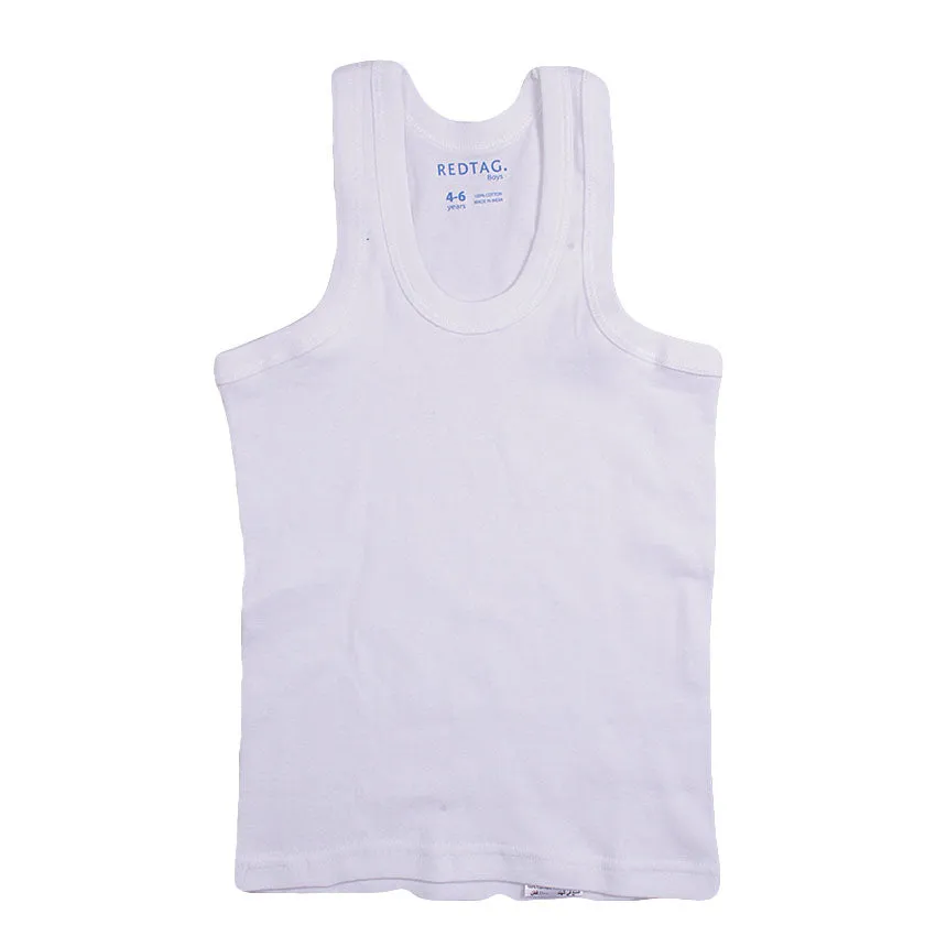 REDTAG Boy's White Vests Basic
