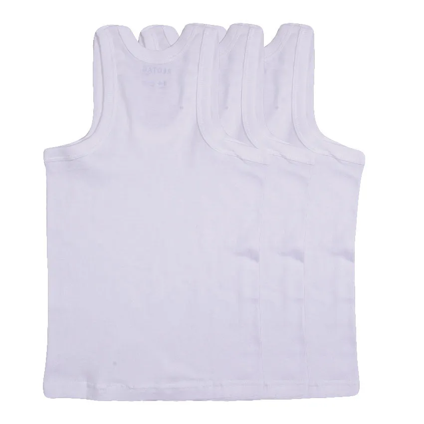 REDTAG Boy's White Vests Basic