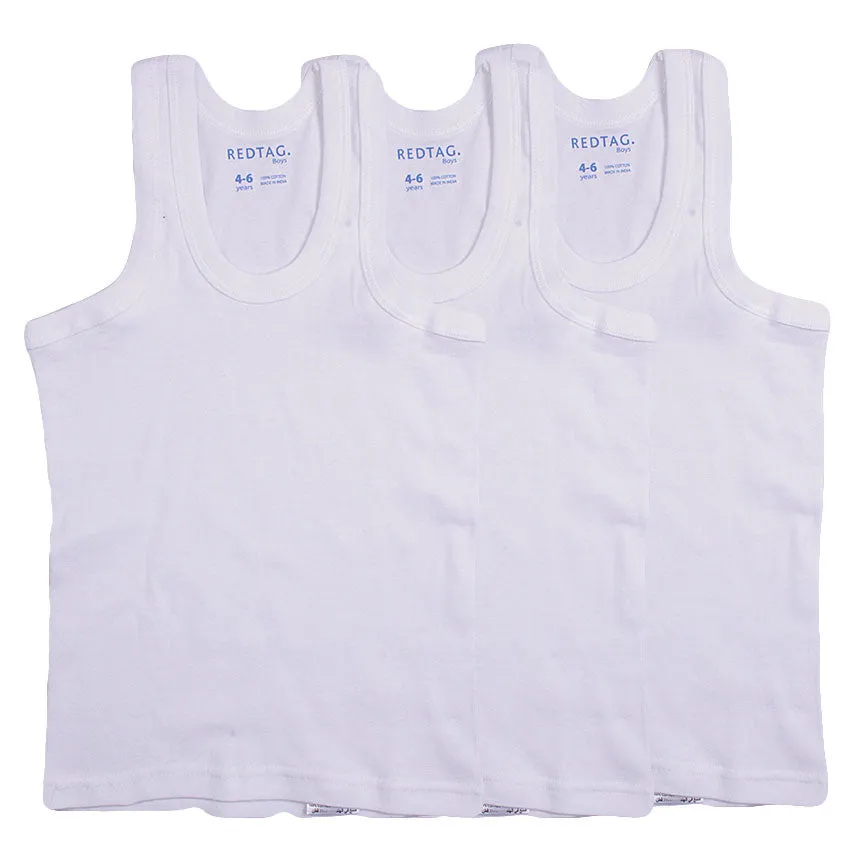 REDTAG Boy's White Vests Basic