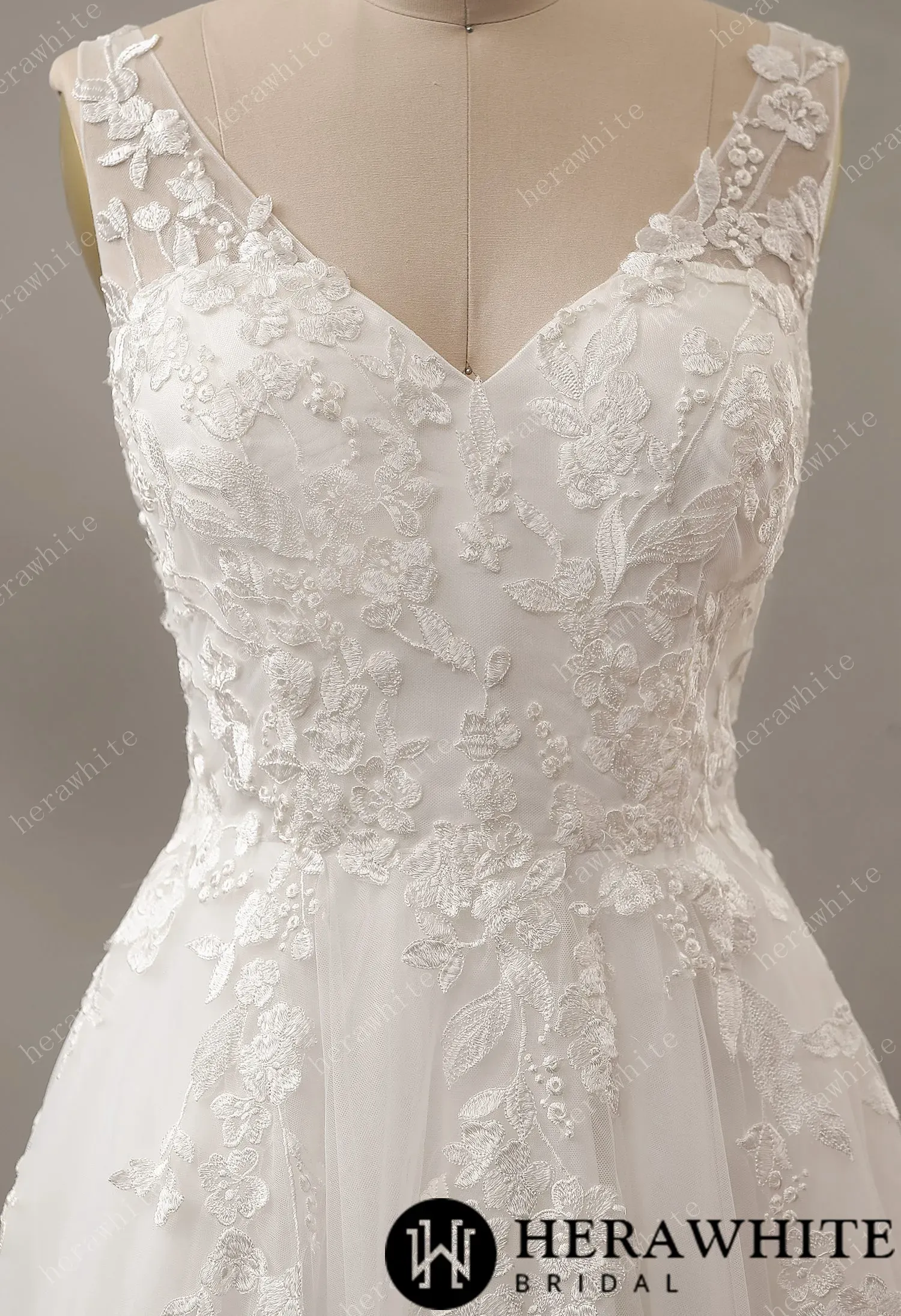 Relaxed A-Line Wedding Dress with Lace Up Back