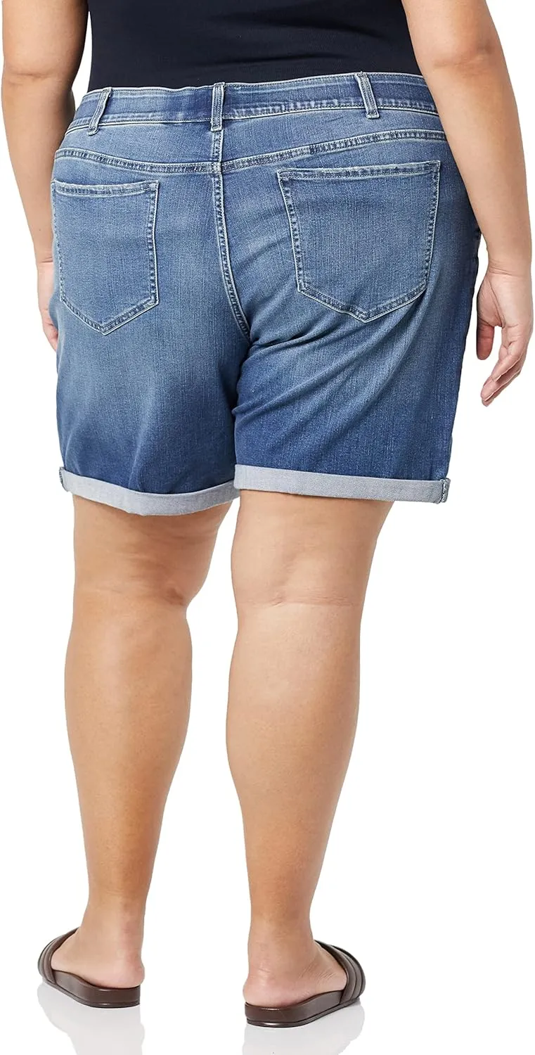Riders by Lee Indigo Women's Plus Size Modern Collection 8" Double Rolled Cuff Denim Short
