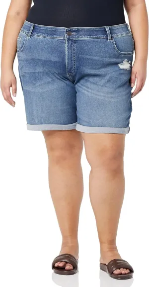 Riders by Lee Indigo Women's Plus Size Modern Collection 8" Double Rolled Cuff Denim Short