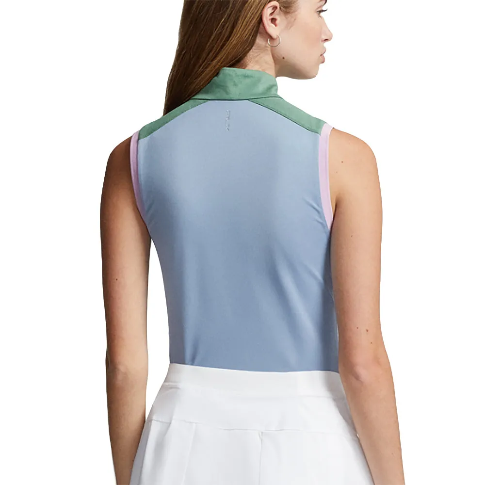 RLX Ralph Lauren Air Tech Vessel Blue Quarter-Zip Womens Sleeveless Golf Polo