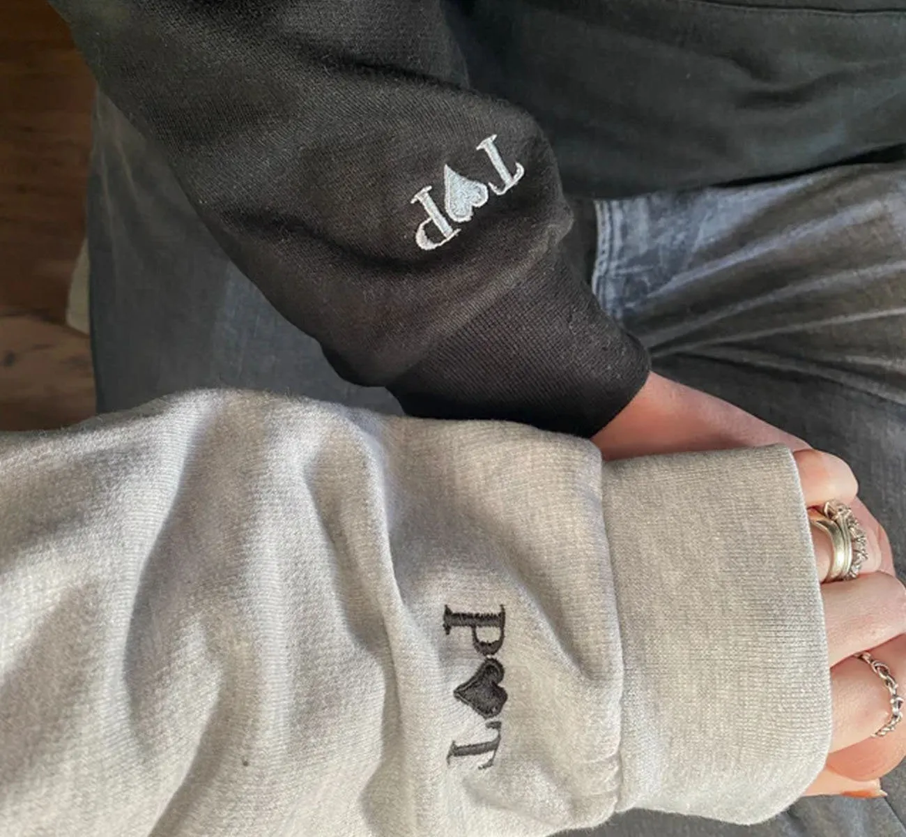 Rocket And Moon Embroidered Sweatshirt, Matching Couple Sweatshirt Embroidered Roman Numeral Birthdate Hoodie Anniversary Date Couples Gifts
