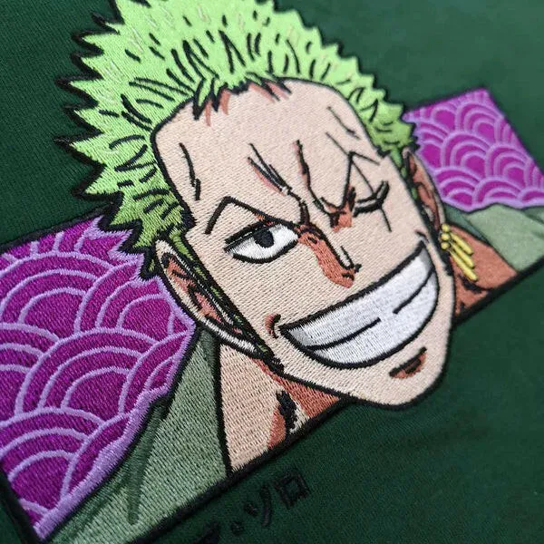Roronoa Zoro Tee Anime Embroidered T-shirt