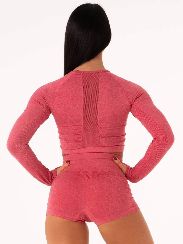 Ryderwear Seamless Long Sleeve Crop - Hot Pink Marl