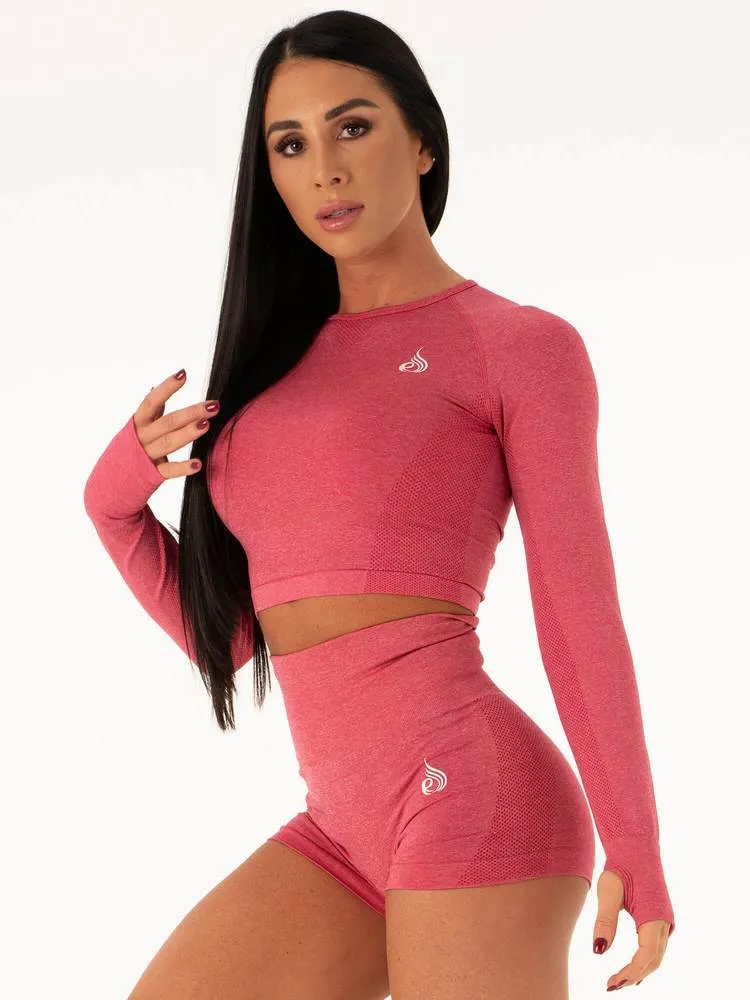 Ryderwear Seamless Long Sleeve Crop - Hot Pink Marl