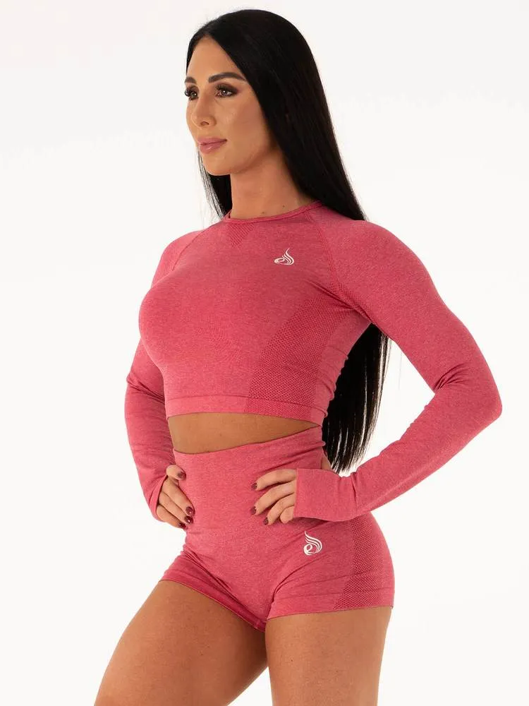 Ryderwear Seamless Long Sleeve Crop - Hot Pink Marl