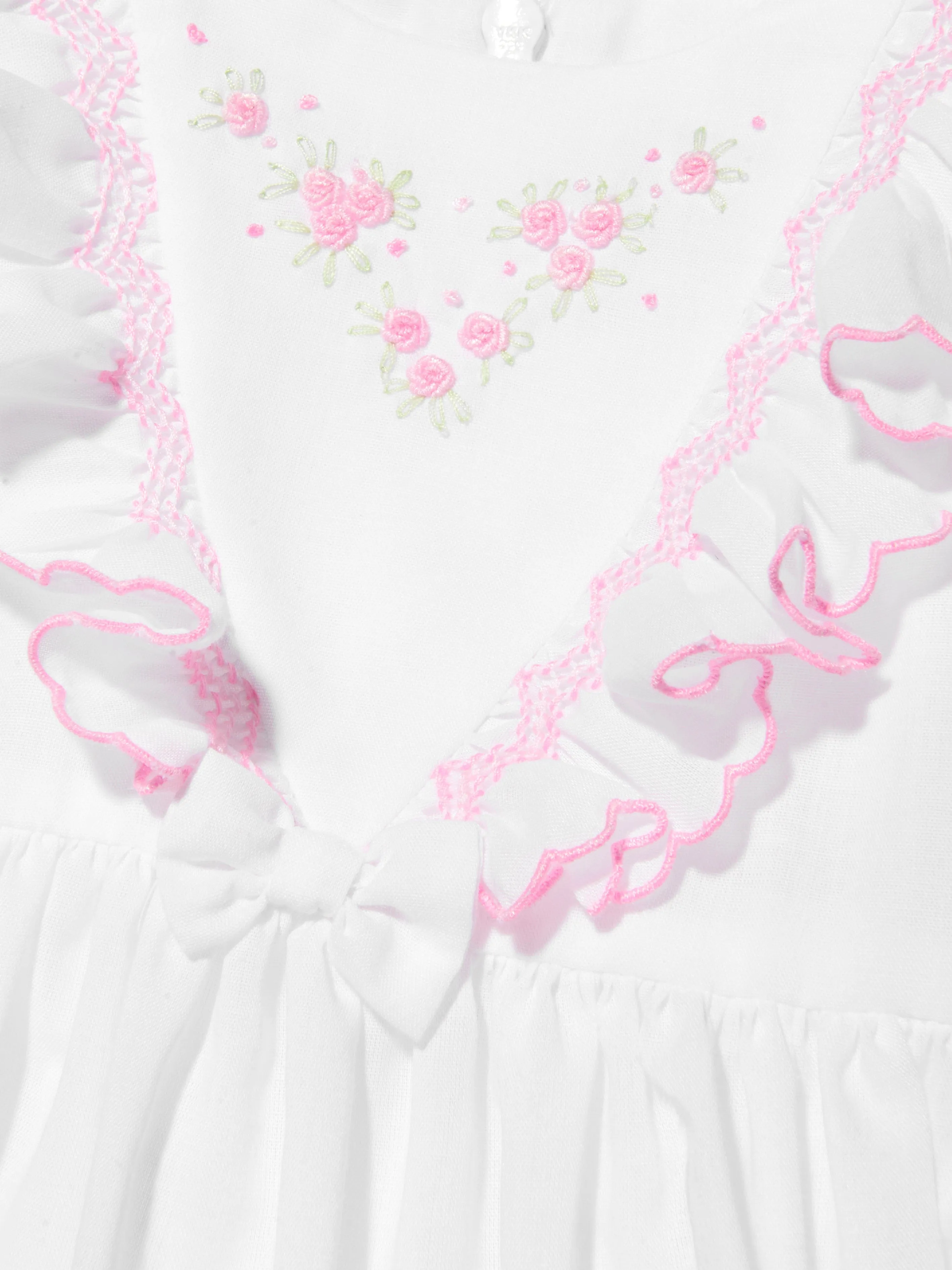 Sarah Louise Baby Girls Embroidered Dress in White
