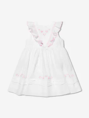 Sarah Louise Baby Girls Embroidered Dress in White