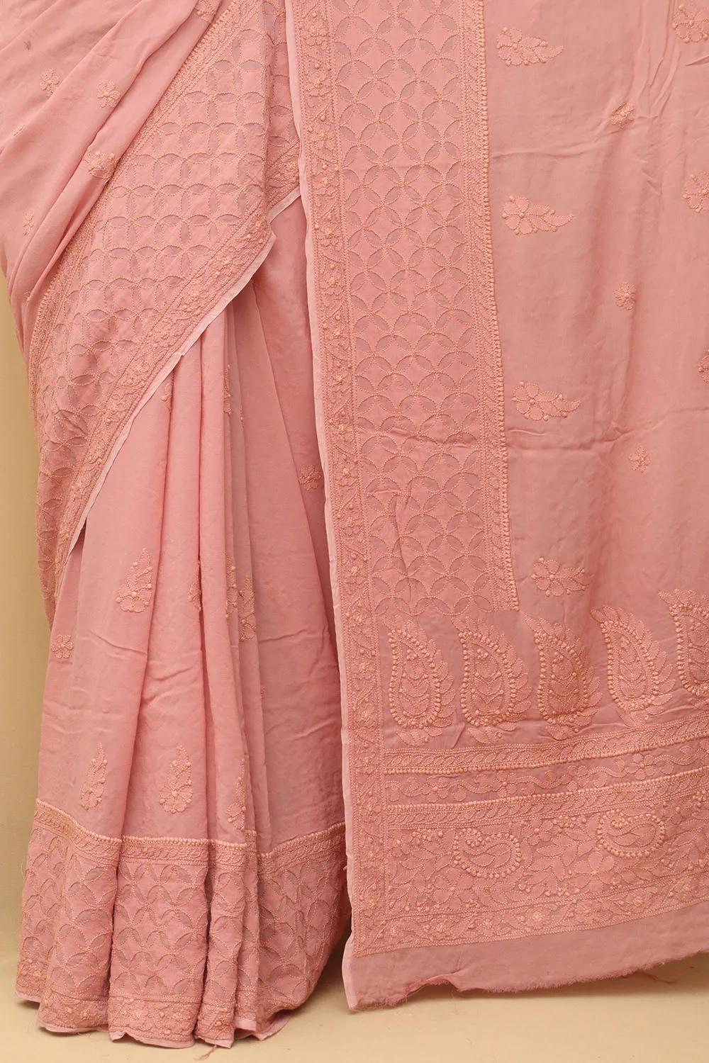 Shop Pink Chikankari Georgette Saree Online
