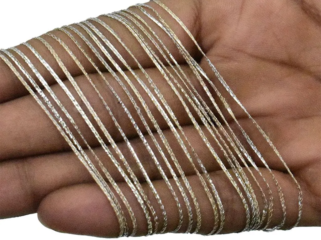 Silver Olive Twisted Variegated Zari / Metallic Threads