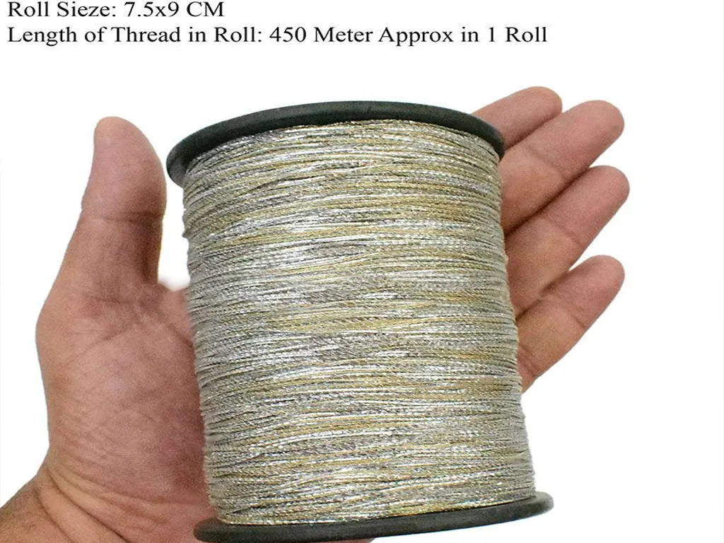 Silver Olive Twisted Variegated Zari / Metallic Threads